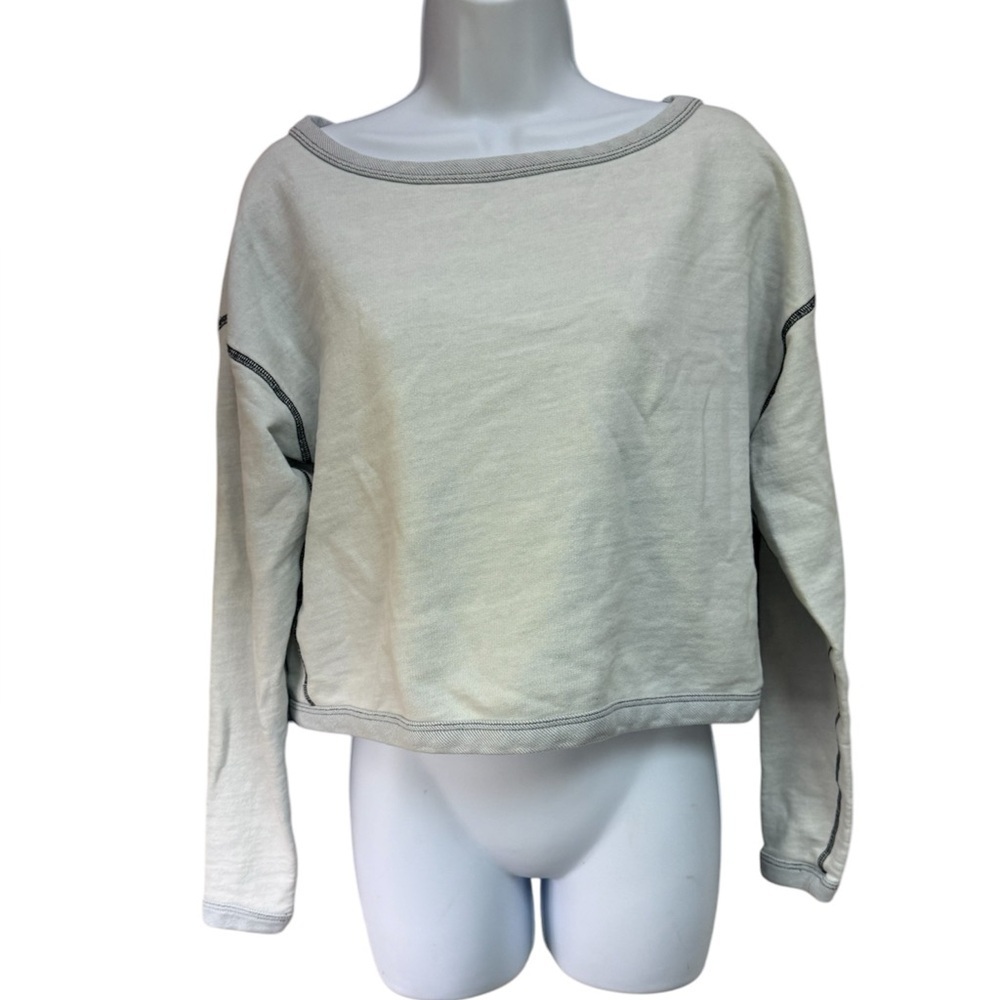 Rag & Bone The Raglan Crewneck Sweatshirt Gray Cotton Terry - Picture 2 of 5